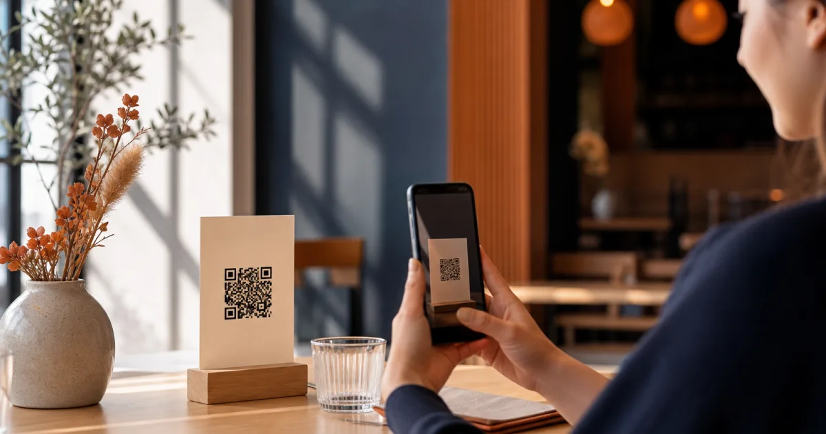 Customer viewing a clear restaurant menu on a mobile phone after scanning a QR code
