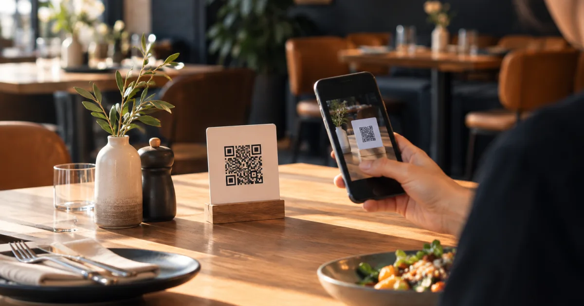 Guest opening a café's digital QR code menu on a phone